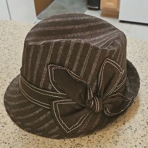 Charming Charlie Brown Pinstriped Fedora